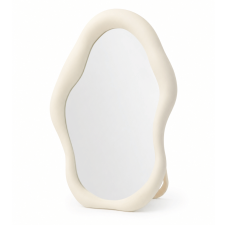 Accesorii cosmetice - Oglindă decorativă asimetrică pentru machiaj și decor, design modern - Ecru