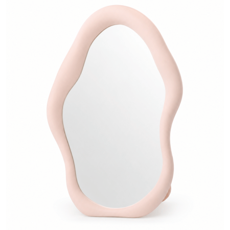 Accesorii cosmetice - Oglindă decorativă asimetrică pentru machiaj și decor, design modern - Roz