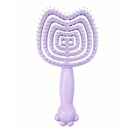 Accesorii cosmetice - Perie de păr pentru copii, design ergonomic cu mâner tip lăbuță - Mov