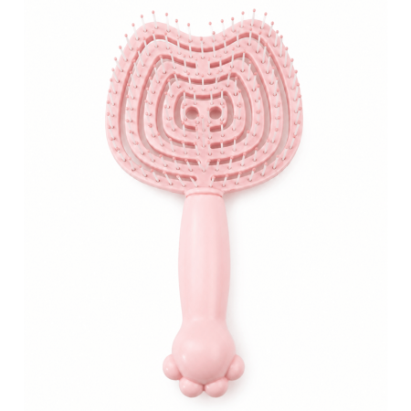 Accesorii cosmetice - Perie de păr pentru copii, design ergonomic cu mâner tip lăbuță - Roz