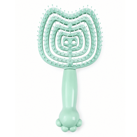 Accesorii cosmetice - Perie de păr pentru copii, design ergonomic cu mâner tip lăbuță - Verde