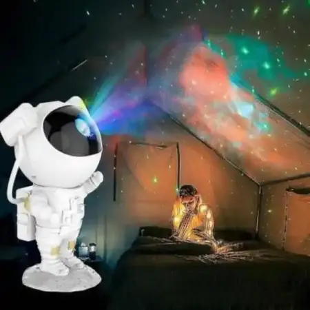 Proiector de stele astronaut, cer cosmic, lampă de veghe pentru copii, reglare 360, 8 proiecții, alb [1]