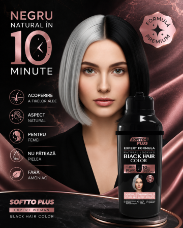 Şampon colorant negru pentru păr și rădăcini, acoperire 100% fire albe - Expert Formula [3]