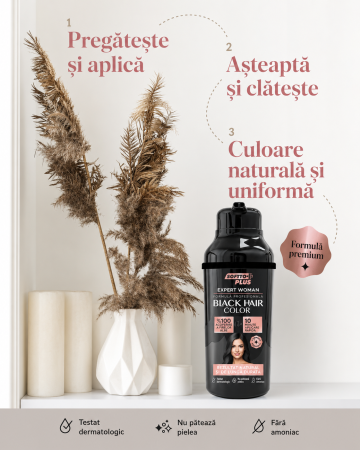 Şampon colorant negru pentru păr și rădăcini, acoperire 100% fire albe - Expert Formula [4]