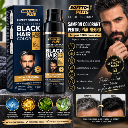 Şampon colorant pentru păr negru, acoperire 100% fire albe - Expert Formula [2]
