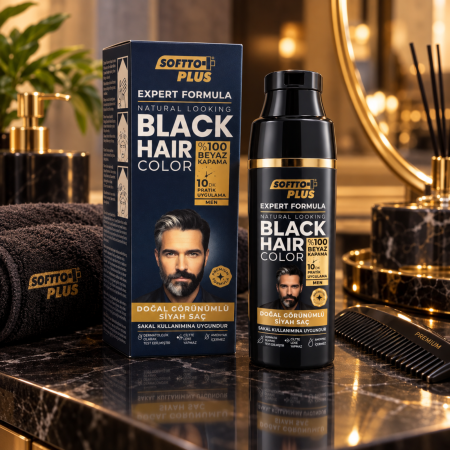 Şampon colorant pentru păr negru, acoperire 100% fire albe - Expert Formula [1]
