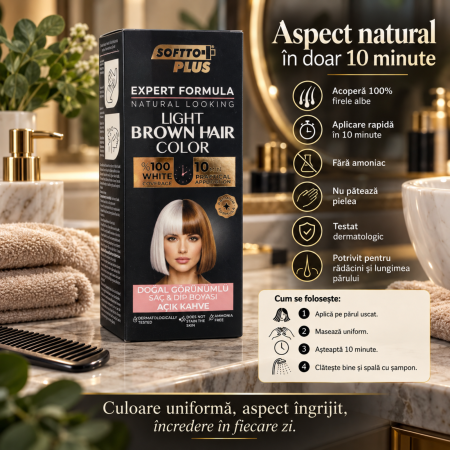 Şampon colorant şaten deschis pentru păr și rădăcini, acoperire 100% fire albe - Expert Formula [1]