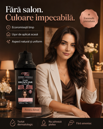 Şampon colorant şaten inchis pentru păr și rădăcini, acoperire 100% fire albe - Expert Formula [2]
