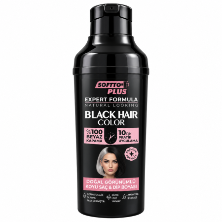 Şampoane - Şampon colorant negru pentru păr și rădăcini, acoperire 100% fire albe - Expert Formula