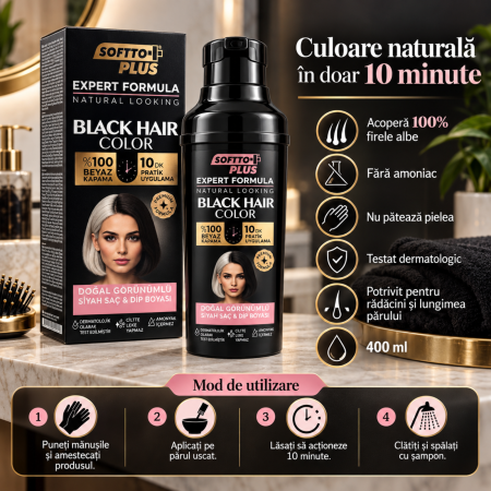 Şampon colorant negru pentru păr și rădăcini, acoperire 100% fire albe - Expert Formula [1]