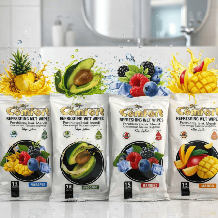 Ingrijire personală - Șervețele umede  Premium 15 buc - Fruit / 4 Set - My Comfort