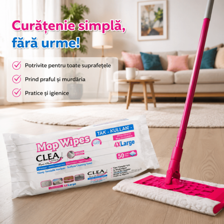 Șervețele umede  Premium suprafețe pentru mop 50 set - Clea [1]