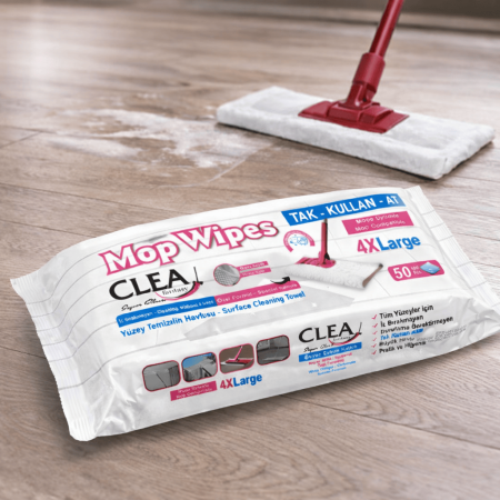 Articole menaj - Șervețele umede  Premium suprafețe pentru mop 50 set - Clea