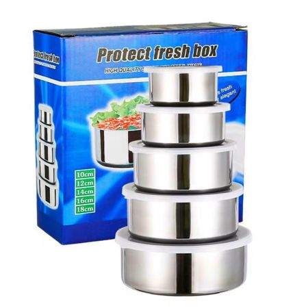 Set 5 caserole cu capac pentru depozitarea alimentelor,inox [2]