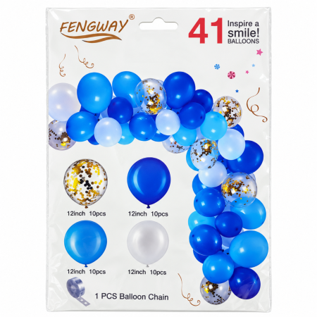 Set arcadă baloane albastru cu confetti – 41 Piese [2]