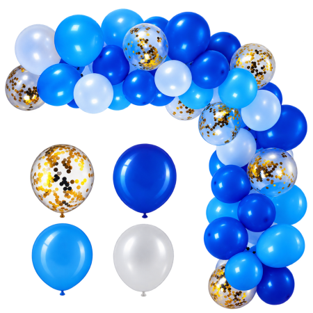 Accesorii petrecere - Set arcadă baloane albastru cu confetti – 41 Piese
