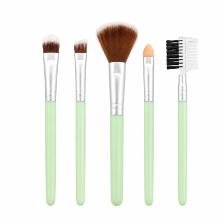Pensule machiaj - Set complet de pensule pentru machiaj – 5 piese pentru ten, ochi și sprâncene