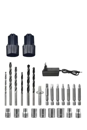 Set OKBOONS flex profesional 10.000 RPM + bormașină 48V, 2 baterii Li-ion și accesorii [1]
