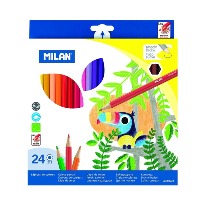 Creioane Colorate MILAN, Set 24 Culori, Mina Rezistentă 2,9 mm [1]