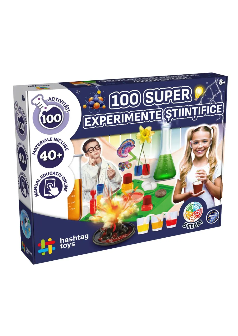 Jocuri - 100 Super Experimente Științifice – Set educativ STEAM, 100 activități, 40+ materiale, 8 ani+