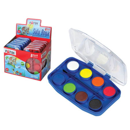Pictura - Acuarele FATIH 8 culori – set cu pensulă inclusă pentru școală și hobby
