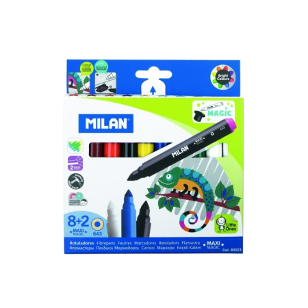 Instrumente Scris - Carioci MILAN 8+2 Schimbă Culoarea, Vârf Conic, Set Carioci Magice