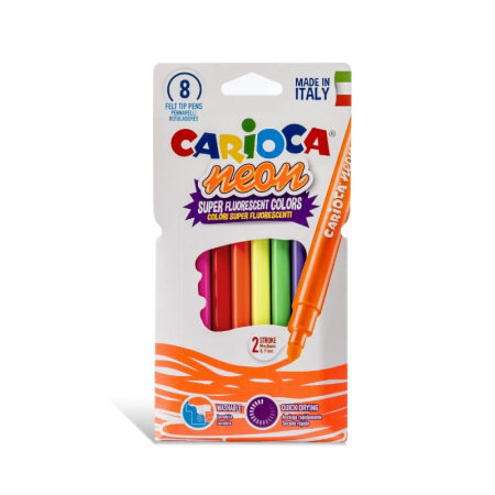 Instrumente Scris - Carioci Neon CARIOCA 8 culori – fluorescente, lavabile, vârf conic 1-4,7 mm