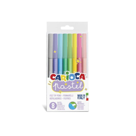 Instrumente Scris - Carioci Pastel CARIOCA 8 culori – lavabile, vârf conic 1-4,7 mm
