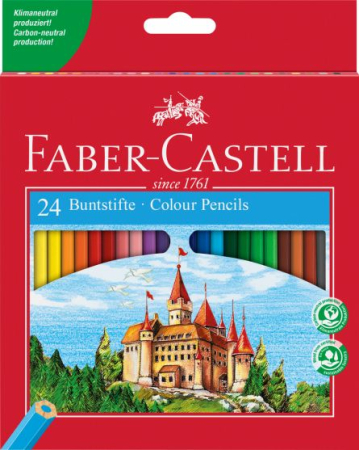 Instrumente Scris - Creioane Colorate Faber-Castell Classic 24 Culori – Culori Intense, Mină Rezistentă, Formă Hexagonală