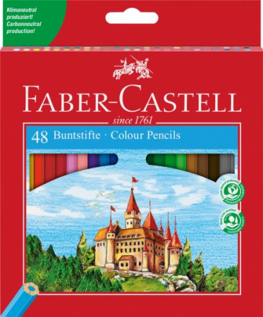 Instrumente Scris - Creioane Colorate Faber-Castell Classic ECO 48 Culori – Culori Intense, Mină Rezistentă, Lemn Certificat