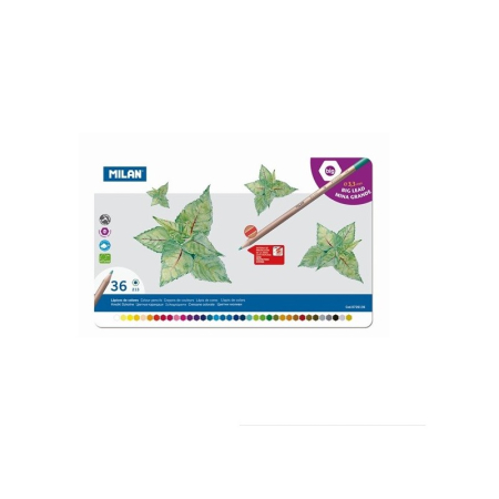 Instrumente Scris - Creioane colorate MILAN, 36 culori, cutie metalică – culori intense, mină rezistentă și corp hexagonal