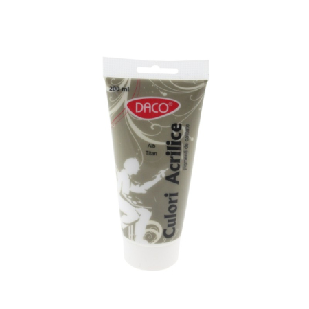 Pictura - Culoare acrilică DACO Alb Titan 200 ml – Vopsea acrilică pentru pânză, lemn și proiecte creative