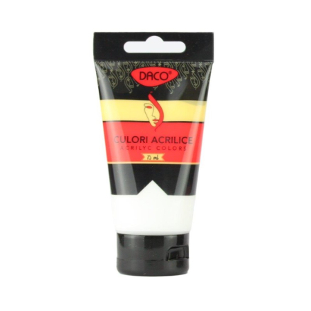 Pictura - Culoare acrilică DACO Alb Titan 75 ml – Vopsea acrilică pentru pânză, lemn și proiecte creative