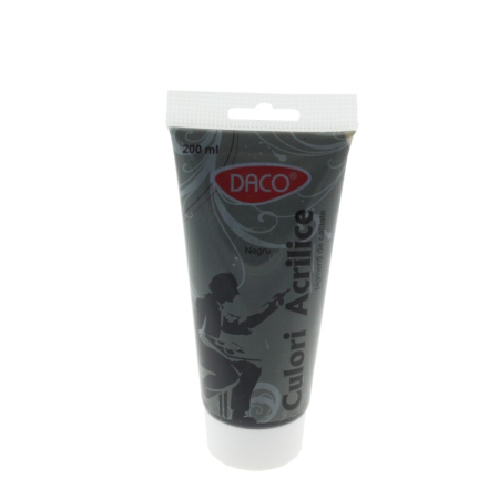 Pictura - Culoare acrilică DACO Negru 200 ml – Vopsea acrilică pentru pânză, lemn și proiecte creative