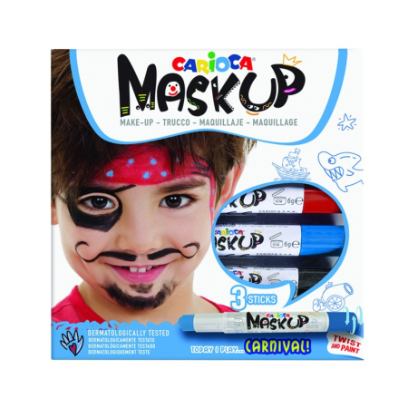 Instrumente Scris - Culori pentru Față CARIOCA Mask Up Carnival, Set 3 Culori, Machiaj Facial pe Bază de Apă