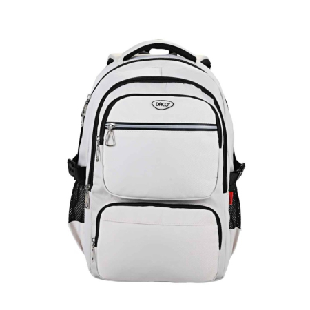 Ghiozdane - Ghiozdan școlar DACO 46 cm alb și negru – 4 compartimente, rezistent și ergonomic