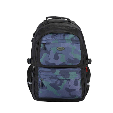 Ghiozdane - Ghiozdan școlar DACO 46 cm verde închis și negru – 4 compartimente, rezistent și ergonomic