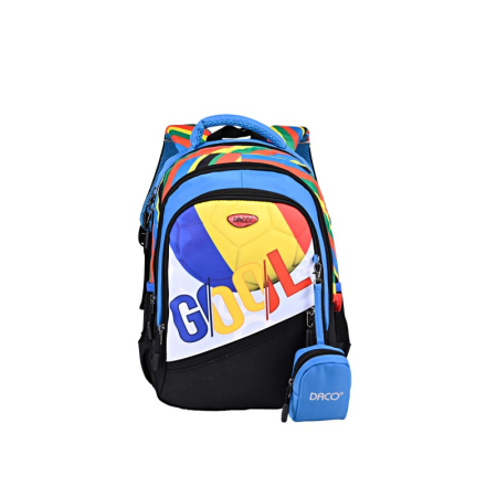 Ghiozdane - Ghiozdan școlar DACO Gool 38 cm – ergonomic, 4 compartimente, imprimeu fotbal