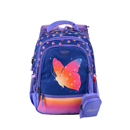 Ghiozdane - Ghiozdan școlar DACO Mov 38 cm – ergonomic, 4 compartimente, rezistent