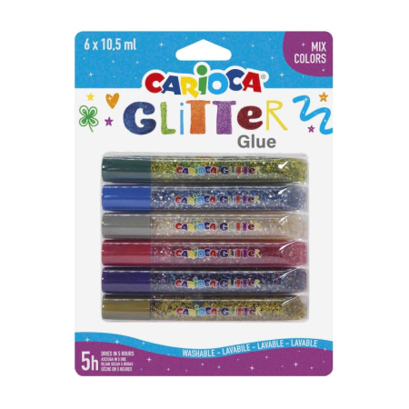 Lipici - Lipici Glitter Mix CARIOCA, Set 6 Culori, 6 x 10,5 ml