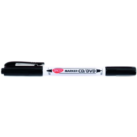 Marker - Marker CD/DVD DACO Negru cu două capete – Permanent, vârf 0,5 mm și 1 mm