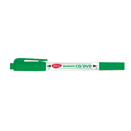Marker - Marker CD/DVD DACO Verde cu două capete – Permanent, vârf 0,5 mm și 1 mm
