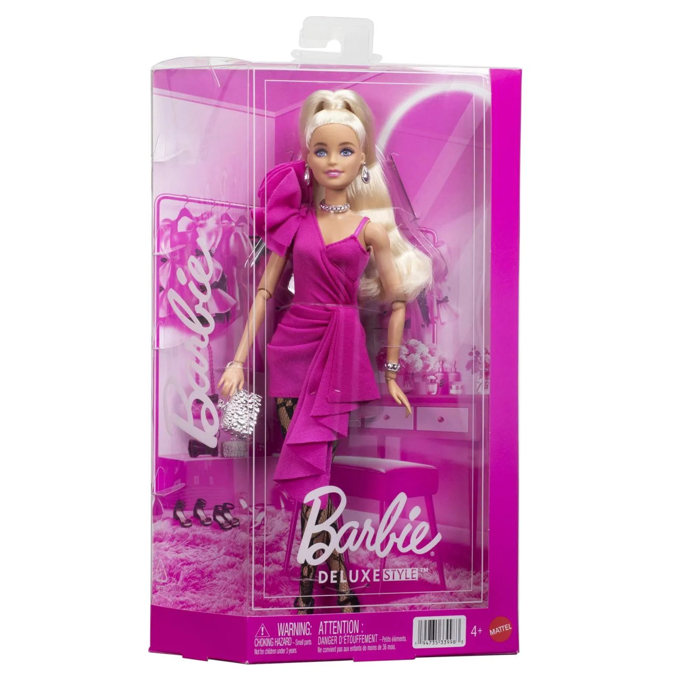 Papusi - Păpușă Barbie Deluxe Style cu Rochie Elegantă Roz