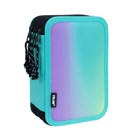 Rechizite - Penar Echipat Milan Gradient Verde – 3 Fermoare, 3 Compartimente, Complet Echipat