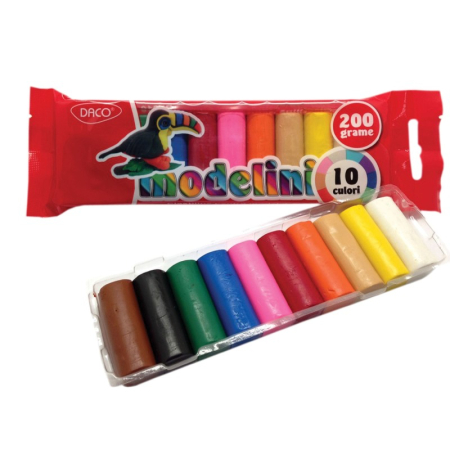 Plastilina - Plastilină DACO Modelini 10 culori 200 g – Plastilină pentru modelaj copii