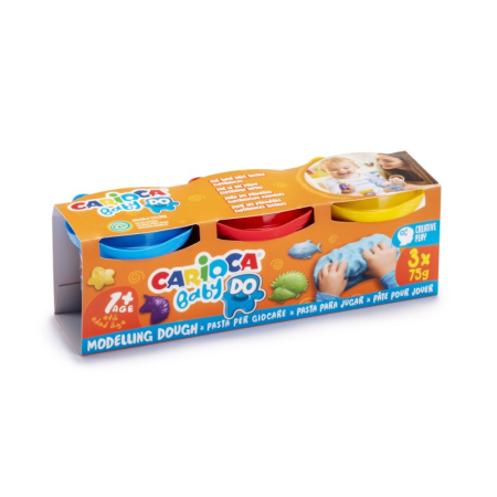 Plastilina - Plastilină Ușoară CARIOCA Baby, 3 x 75 g, pentru Copii 1+