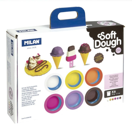 Plastilina - Plastilină ușoară MILAN Ice Creams 6 x 59 g – Set creativ cu accesorii pentru modelaj