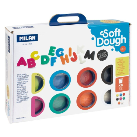 Plastilina - Plastilină ușoară MILAN Letters 8 x 59 g – Set cu litere și accesorii pentru modelaj