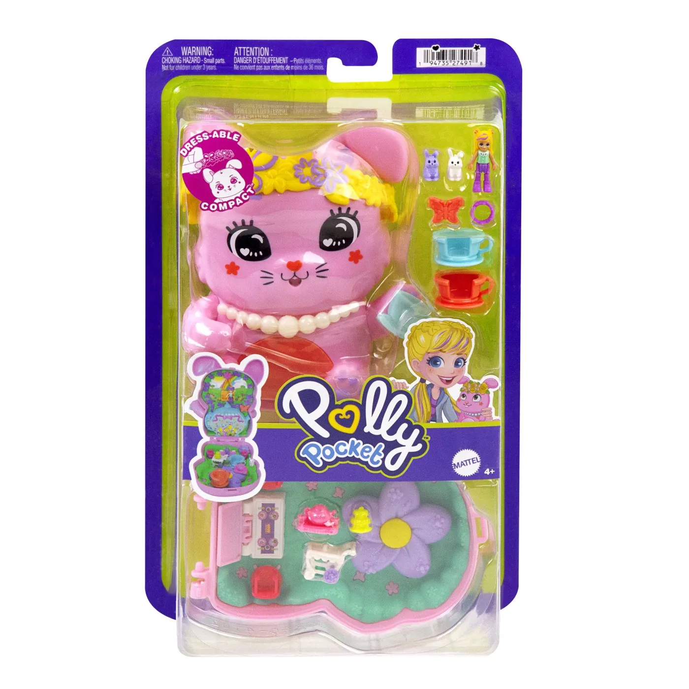 Jucarii - Polly Pocket – Set compact cu pisicuță roz și accesorii