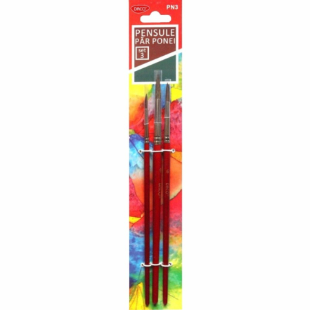 Pictura - Set 3 pensule DACO cu păr natural de ponei și vârf rotund – Mărimi 2, 6 și 9, pentru acuarelă, tempera și guașă